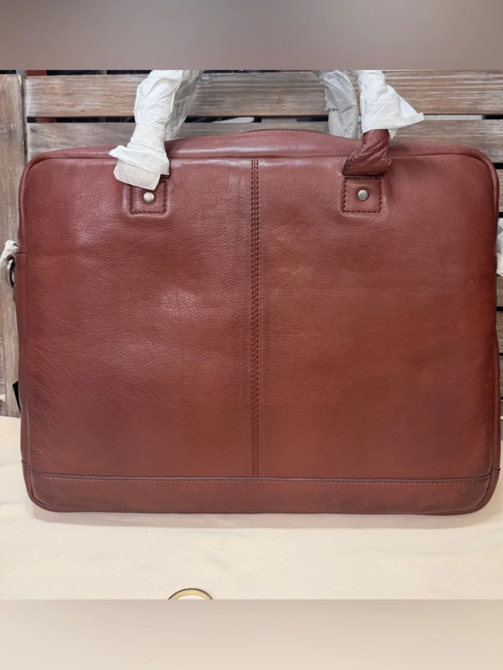 Frye Brown Leather Men's Briefcase cognac new nwt retail $458 attache